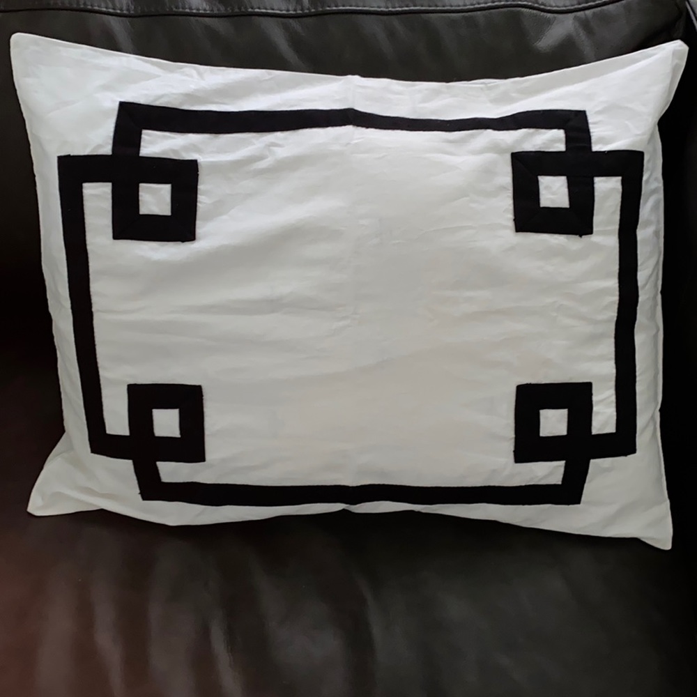 VILLA 
by NOBLE EXCELLENCE WHITE w/BLACK GEOMETRIC DESIGN
20x26 IN
100% COTTON